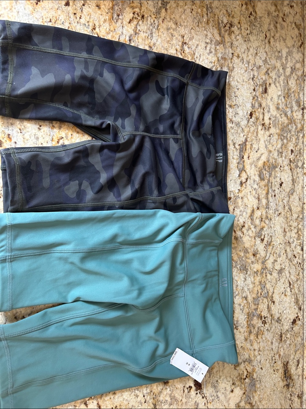 GAP Kids Leggings Shorts — Teal and Black Camo